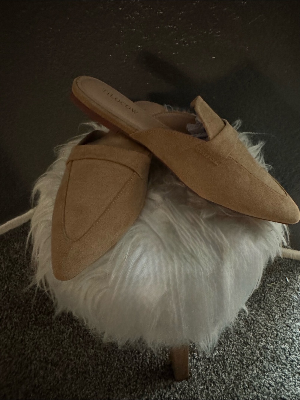 Women’s Slip-On Loafer Mules in Khaki Suede - Picture 3 of 9
